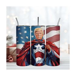 Super Man Donald Trump 2024 Tumbler Wrap PNG Design