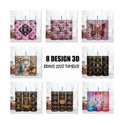 8 20Oz 3D Tumbler Png Bundle, Luxury Brand Tumblers Wrap