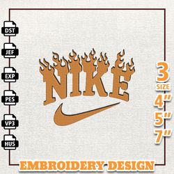 Nike Fire Embroidery Design, Brand Logo Embroidery Design