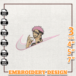 Nike Yuji Itadori Anime Embroidery Design, Nike Anime Embroidery Design