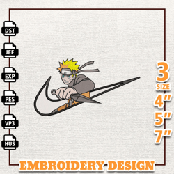 Nike Naruto Embroidery Design File, Naruto Anime Embroidery Design