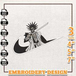 Nike Kenpachi Anime Embroidery Design, Nike Anime Embroidery Design