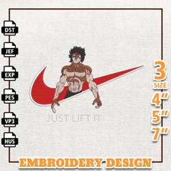 Nike Baki Anime Embroidery Design, Nike Anime Embroidery Design