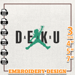 Nike Deku Air Jordan Embroidery Design, Nike Anime Embroidery Design