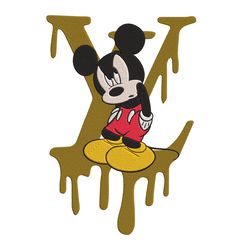Louis Vuitton Dripping Mickey Angry Design Embroidery Instant Download