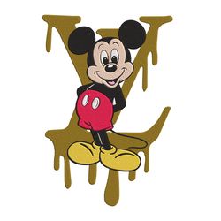 Mickey 90s LV Dripping Logo Embroidery Design