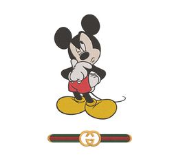 Thinking Mickey Mouse Gucci Logo Embroidery Design Download