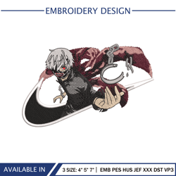 KANEKI KEN Nike Embroidery Design Tokyo Ghoul Anime Embroidery File