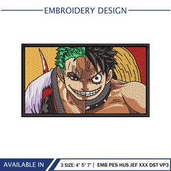 ZORO LUFFY Embroidery Digitizing One Piece Anime Characters Embroidery File