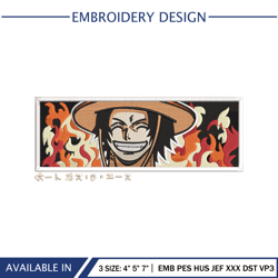 PORTGAS D. ACE Fire Embroidery One Piece Anime Instant Download