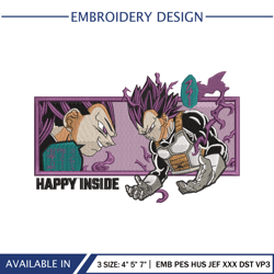 Vegeta Happy Inside Embroidery Design Dragon Ball Embroidery File