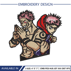 Sukuna And Itadori Embroidery Digitizing Jujutsu Kaisen Anime Design