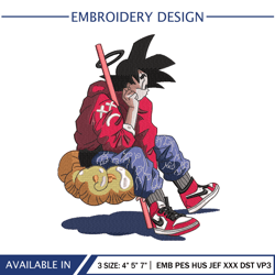 GOKU SAIYAN Streetwear Embroidery Design Dragon Ball Instant Download File