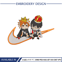 HINATA AND TOBIO Chibi Nike Embroidery Instant Download File