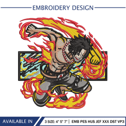 Portgas D Ace Fire Embroidery Anime One Piece
