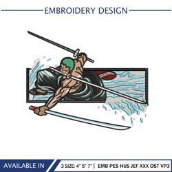 Zoro Water Embroidery One Piece Anime File