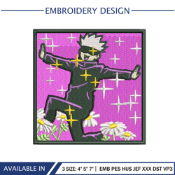 Meme Gojo Satoru Embroidery Design Instant Download File