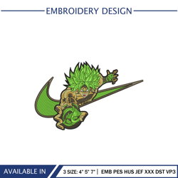 Broly Lgendary Super Saiyan X Green Nike Logo Embroidery Design Download