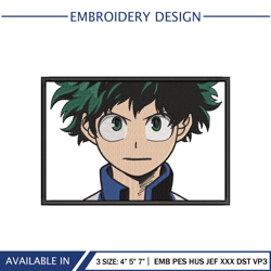 Izuku Midoriya Face Box Embroidery Design Anime My Hero Academia File