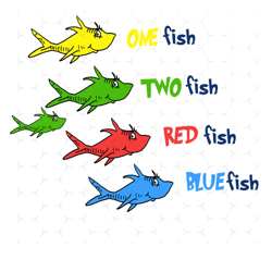 One Fish Two Fish Red Fish Blue Fish Svg, Dr Seuss Svg, Cat In The Hat Svg, Thing 1 Thing 2 Svg, Dr Seuss Quotes, Dr Seu