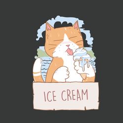 Ice Cream Cat Svg, Trending Svg, Summer Vibes Svg, Funny Cat Svg, Ice Cream Svg, Summer Cat Svg, Summer Food Svg, Cute C