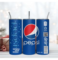Pepsi Brand 20oz Skinny Tumbler Sublimation Designs Tumbler PNG File Digital Download