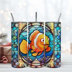 Stained Glass Finding Nemo 20Oz Tumbler Wrap , 20 Oz Skinny Tumbler Wrap