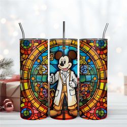 Mickey Doctor Stained Glass 20Oz Tumbler Wrap Sublimation Png
