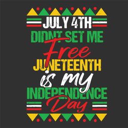 July 4th Didnt Set Me Free Juneteenth Is My Independence Day Svg, Juneteenth Svg, 4th Of July Svg, Independence Day, Fre