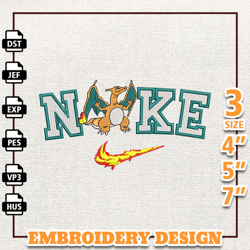 Nike Charizard Anime Embroidery Design, Best Anime Embroidery Design