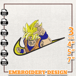 Nike Goku Anime Embroidery Design, Anime Embroidery Design, Instant Download