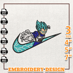 Vegeta Nike Anime Embroidery Design, Dragon Ball Embroidery Design