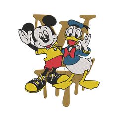LV Dripping Logo Mickey Mouse Embroidery Design Download Embroidery Digitize