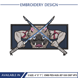 INOSUKE HASHIBIRA Come To Fight Embroidery Design Download 3 Size Embroidery Design