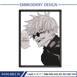 SATORU GOJO Embroidery Digitizing Jujutsu Kaisen Anime Embroidery Download 3 Size Embroidery Design