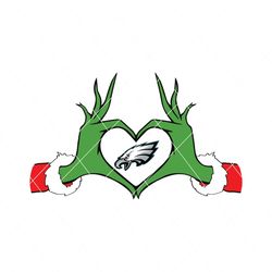 NFL Philadelphia Eagles Grinch Heart Hand SVG