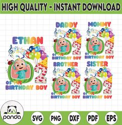 Cocomelon Personalized Name And Ages Birthday Png, Cocomelon Brithday Balloon Png,Cocomelon Family Birthday Png, Waterme