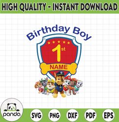 Personalized Name And Ages, Paw Patrol Chase Birthday Png, Paw Patrol Birthday Png Family Birthday Raglan Kids CUS4 12