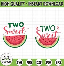 Two Sweet Svg, 2nd Birthday Cut File, Watermelon Birthday Svg, Two Year Old Saying, Watermelon Party Summer Svg, Silhoue