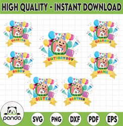 Cocomelon family Birthday Bundle Png, Cocomelon Png, Birthday party, PNG files for Print and Sublimation