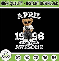 Personalized Age And Month Bear Png, 28 Years Of being Awesome Png, Custom Year Png, Digital Download