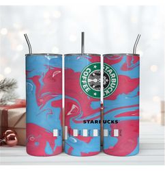 Pink Blue Starbucks Logo 20Oz Tumbler Wrap Sublimation Design, Brand Tumbler Wrap Design