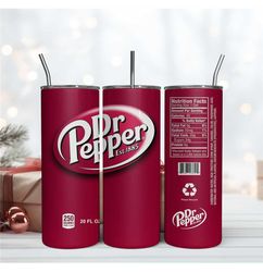 Red Dr Pepper 20Oz Tumbler Wrap, Digital Download PNG, Sublimination Design