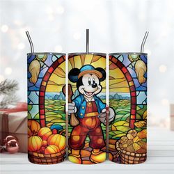 Mickey Farm 20Oz Tumbler Stained Glass Sublimation Png