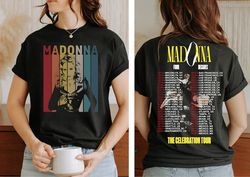 Madonna 90's Vintage T-Shirt, Madonna The Celebration Tour Four Decades Music Tour 2024 Double Side Shirt