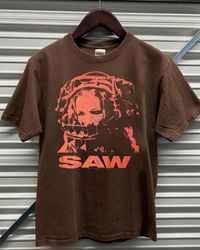 Vintage Saw Reverse Bear Trap movie promo tee, SAW Movie Vintage 90s T Shirt, 220