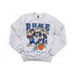 retro blue devils basketball graphic sweatshirt, vintage duke blue shirt, 90