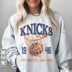 vintage new york basketball sweatshirt, knicks 90s basketball graphic tee, 202