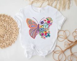butterfly shirt, floral butterfly gift, 14