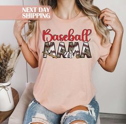 mama baseball shirt, baseball mama gift, leopard baseball te